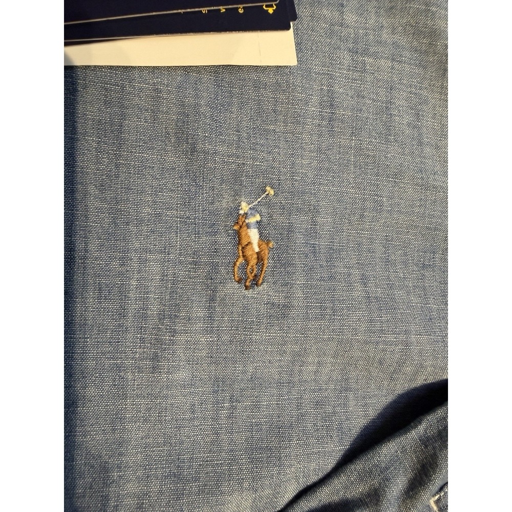 Polo Ralph Lauren Chambray Button Down Indigo Classic Fit Untucked L NWT - Picture 3 of 10
